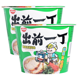 日清（NISSIN） 出前一丁 方便面拉面 猪骨浓汤风味 碗面 110g*2碗