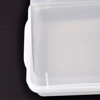 Sanada Seiko进口面包盒保鲜盒带盖食品收纳盒土司储存盒置物盒厨房冰箱套装 白色透明（2只装）