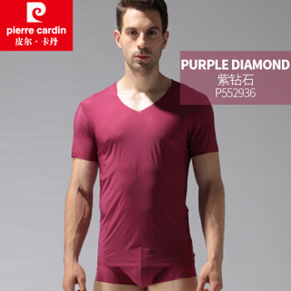 法国皮尔卡丹男士短袖冰丝薄款夏季T恤无痕V领礼盒装休闲打底衫 紫钻石 XL