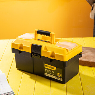 得力(deli) 加厚型工具箱PP塑料收纳箱 车载多功能维修工具盒家用五金收纳盒14英寸  DL-TC240