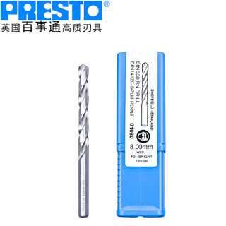 百事通（PRESTO）进口钻头高速钢直柄麻花钻咀（直径:8.8mm 刃长:81.0mm 全长:125mm）