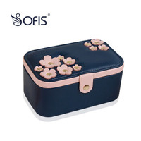 SOFIS 双层首饰盒樱花饰品盒首饰收纳盒简约皮革珠宝盒礼