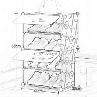 中伟家用经济型塑料鞋柜简易收纳多层组装鞋架防尘多功能家用省空间鞋柜门厅柜1列4  440*320*650mm