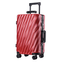 PointKid 铝框拉杆箱26英寸万向轮出差婚庆旅行箱时尚个性男女密码锁行李箱包 1708喜庆红