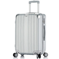 普奈达（PRNEID）防刮拉杆箱26英寸铝镁合金行李箱男女万向轮旅行箱 银色