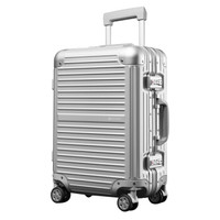 康沃 CONWOOD 行李箱 20英寸银色铝镁合金万向轮拉杆箱 男女铝框箱登机旅行箱CTA001