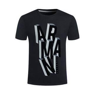 ARMANI EXCHANGE阿玛尼奢侈品男士字母针织T恤衫6ZZTAE-ZJV4Z BLACK-1200 S