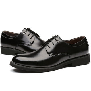 COSO男士英伦商务休闲系带舒适正装皮鞋婚鞋 C7391 黑色 44码
