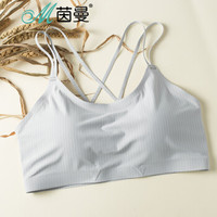 茵曼(INMAN)9882431060 舒适简约条纹可拆插垫美背抹胸裹胸 灰色 均码
