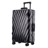 PointKid 铝框拉杆箱20英寸万向轮出差旅行箱时尚个性男女密码锁登机箱包 1708经典黑