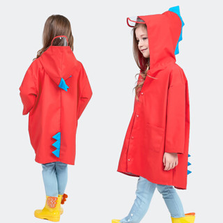 班哲尼 儿童雨衣非一次性男童女童雨披斗篷雨衣可爱小恐龙小学生书包雨披斗篷儿童雨具可重复使用 红色 L
