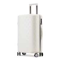 CCS 满天星拉链款 万向轮拉杆箱女小清新轻便行李箱旅行箱 密码箱包防刮雾面白24英寸