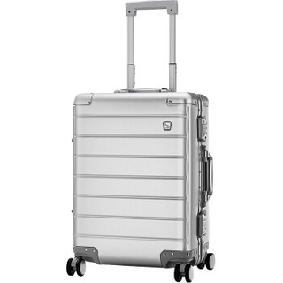 爱华仕（OIWAS）铝镁合金行李箱男女拉杆箱 商务旅行6538 密码锁飞机轮 20英寸登机箱银色