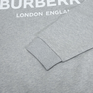 BURBERRY 巴宝莉 男款浅麻灰徽标印花棉质圆领长袖卫衣运动衫 80095051 M码