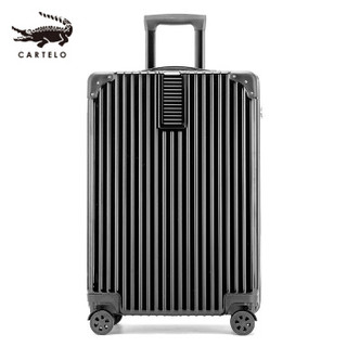 卡帝乐鳄鱼(CARTELO) 拉杆箱 旅行箱20英寸复古款直角登机箱行李箱密码箱  黑