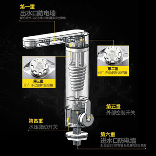 奥克斯（AUX）电热水龙头 不锈钢过水热快速加热厨房小厨宝 即热式电热水器 冷热两用 下进水 AHM-G18X