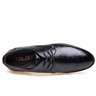 图哲（TOLZE）英伦时尚正装男士商务休闲皮鞋男低帮系带百搭 5887 黑色 39码