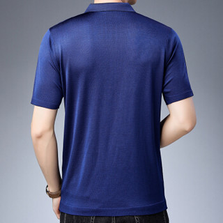 皮尔卡丹T恤男短袖夏季纯色宽松翻领图案薄款打底衫上青 L