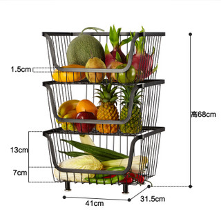 心家宜 沥水架 厨房置物架 不锈钢沥水篮蔬菜水果篮 厨房用品收纳架 菜架子 多层储物架 果蔬收纳筐 4211B