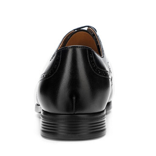 莱尔斯丹 时尚商务正装系带圆头布洛克粗低跟男皮鞋LS AMM55206 黑色 38