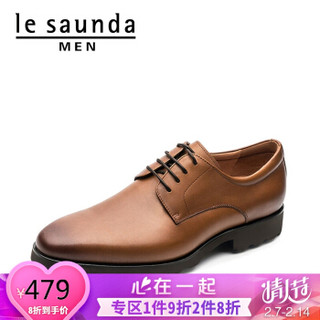 莱尔斯丹 le saunda 商场同款时尚商务正装职业系带低跟男单皮鞋 LS 9TM47001 啡色 39