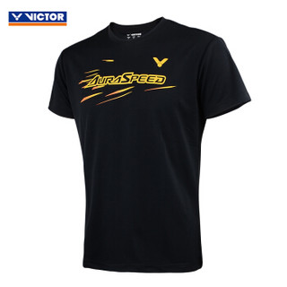 VICTOR威克多 羽毛球服运动服套装男女健身跑步球衣T恤短袖短裤两件套 T-90040C黑色+R-6299C黑色 XL码