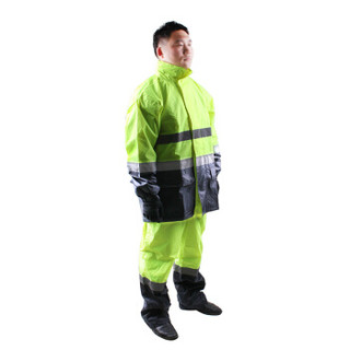 3M R2912 荧光黄拼色PVC防水安全警示服 反光雨衣雨裤套装 双层加厚成人分体雨衣 1套 荧光黄绿 XXL