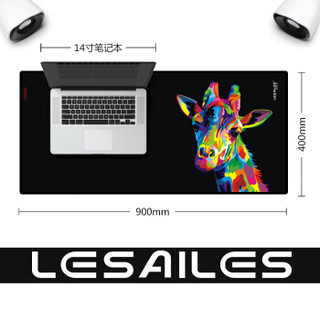 飞遁（LESAILES）900*400*3mm长颈鹿黑色游戏电竞鼠标垫 超大电脑键盘桌垫 易清洁