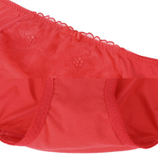 安莉芳旗下安朵中腰花朵蕾丝性感三角裤女士红色内裤女H21661U 红色RED XL