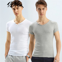 佐丹奴（Giordano） T恤 两件装V领棉质打底衫男短袖男士T恤01242013  63标志白/中花灰色 大码(175/100A)