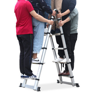 易存梯子铝合金伸缩梯子家用人字梯多功能工程折叠梯 多功能梯2.5米+2.5米