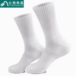 心地良品运动袜男女棉质厚款吸湿排汗速干中筒袜2双装 L（41-43）