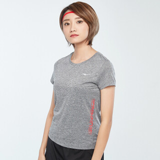 鸿星尔克 短袖t恤女士新款健身跑步运动吸汗透气半袖T恤女上衣 52219219040 正黑 S