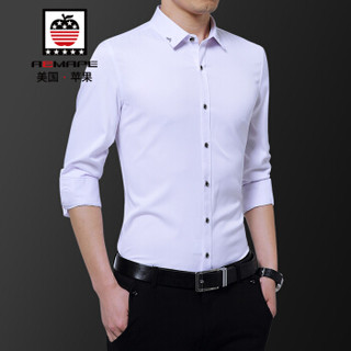 美国苹果 AEMAPE 衬衫男长袖2019新款韩版潮流寸衫修身帅气休闲商务男装 白色 5XL