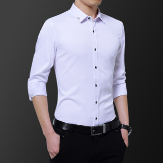 美国苹果 AEMAPE 衬衫男长袖2019新款韩版潮流寸衫修身帅气休闲商务男装 白色 5XL