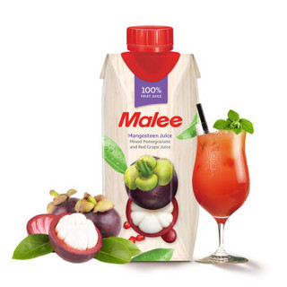 泰国原装进口 玛丽（Malee）100%果汁 山竹石榴复合果汁饮料0脂肪330ml*6瓶