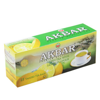 AKBAR 雅客巴柠檬味绿茶（调味茶）37.5g（25*1.5g）/盒 斯里兰卡进口