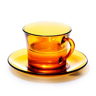 法国多莱斯钢化玻璃茶杯咖啡杯碟套装180ml 两只装