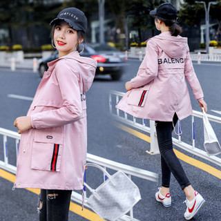 BANDALY 风衣女2019秋季女装新款装中长款韩版小个子大口袋时尚外套 yzHRYZ650-1 卡其 XL