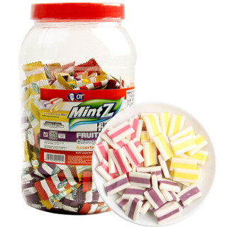 印尼进口 MintZ 明茨 清凉水果味糖果 休闲零食 清新口气 综合水果薄荷味软糖 量贩桶装 460g
