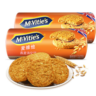 McVitie's 麦维他 英国进口 麦维他 燕麦酥性消化饼干 粗粮饼干300g*2