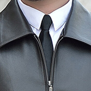 俞兆林（YUZHAOLIN）绵羊皮衣 男士大码翻领薄款夹克外套5017-806黑色XL