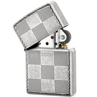 之宝(Zippo)打火机 格子 仿古银蚀刻ZBT-1-15 煤油防风火机