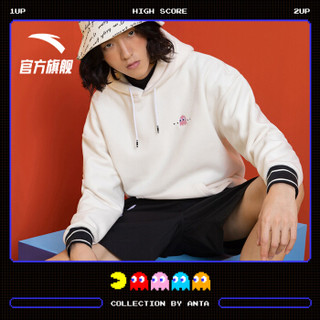 安踏 ANTA 官方旗舰男子运动连帽套头卫衣连帽卫衣舒适百搭时尚运动服男装 11-4801TPX白色-3 M(男170)