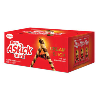 爱时乐 (Astick) 巧克力味夹心棒（注心饼干） 360g 盒装  休闲零食 威化