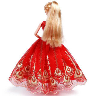 爸爸妈妈（babamama）芭比娃娃 公主洋娃娃儿童玩具 女孩过家家换装玩偶 红色裙 B6104