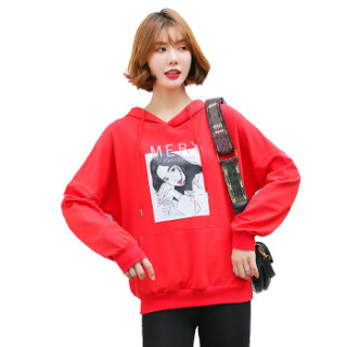 joy of joy 京东女装2019秋季新款韩版女士连帽套头宽松卫衣女上衣