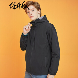 佐丹奴（Giordano） 风衣 佐丹奴（Giordano）男装 纯色网布内衬连帽风衣01079729 09标志黑色 加大码