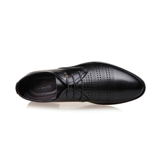 宜驰 EGCHI 商务休闲皮鞋子男士工作正装镂空透气耐磨 K88670 黑色 40