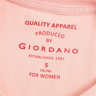 佐丹奴（Giordano） T恤 佐丹奴（Giordano）女装 T恤字母印花棉质圆领短袖T恤05399235 94薄纱粉红色 小码